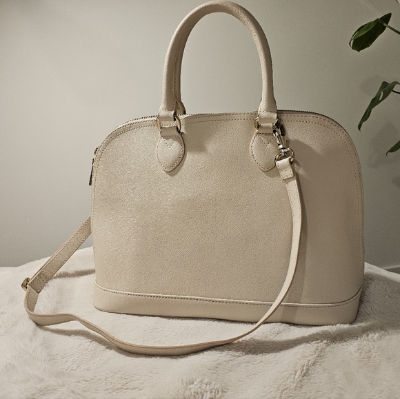 Danier Handbags - Danier Lexington Saffiano Leather Satchel with Crossbody Strap